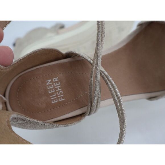 Eileen Fisher Shea Metallic Crisscross Comfort Sandals Size 7 Silver Leather - Picture 8 of 11